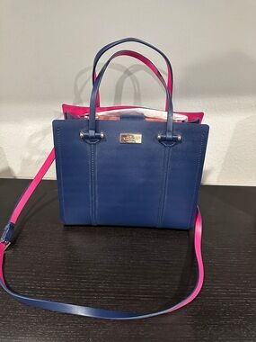 kate spade Navy and Hot Pink Two-Tone Structured Shoulder Bag